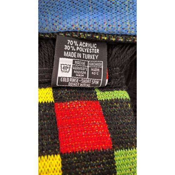 eBay Open 2023 Neck Scarf Reversible Checkered Striped Black Multicolor Fringe - Picture 6 of 7